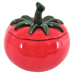 Massive Red Tomato Glazed Ceramic Tureen Centerpiece, 1960s
