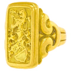 Massive Renaissance Revival Signet Ring by Ponti Gennari, 1930s, Genève