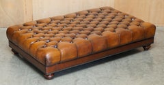Massive restauriert Hand gefärbt Zigarre braun Leder Chesterfield Ottoman Fußhocker