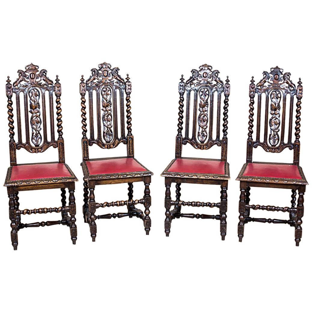 Massive, Richly Carved Chairs from the 19th Century For Sale