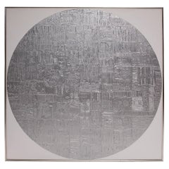 Massive Robert Oliver Silver Medallion Brutalist Painting