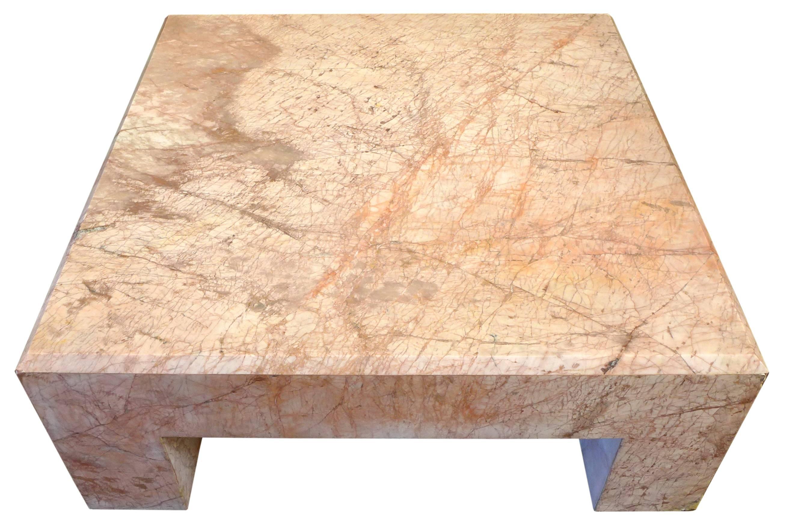 Italian Massive Rose Marble Coffee Table