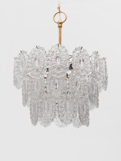 Massive Rosette Crystal Glass Chandelier, 1970s Belgium