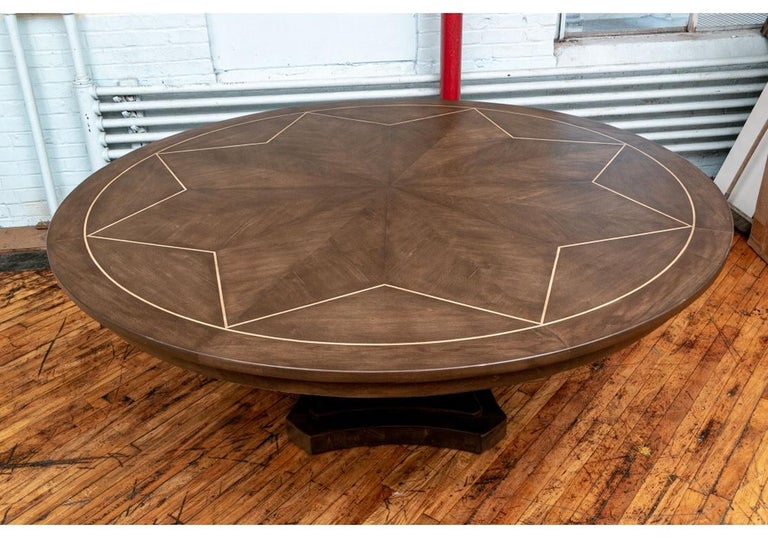 Mid-Century Modern Massive Round Inlaid Dining Table by Gregorius Pineo