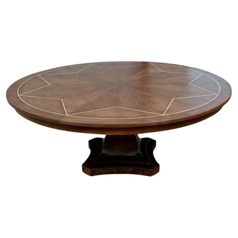Massive Round Inlaid Dining Table by Gregorius Pineo