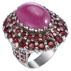 Massive Ruby & Garnet Cocktail Ring 925 Sterling Silver
