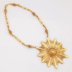 Collier pendentif Sunburst en or massif de défilé par Accessocraft, années 1960