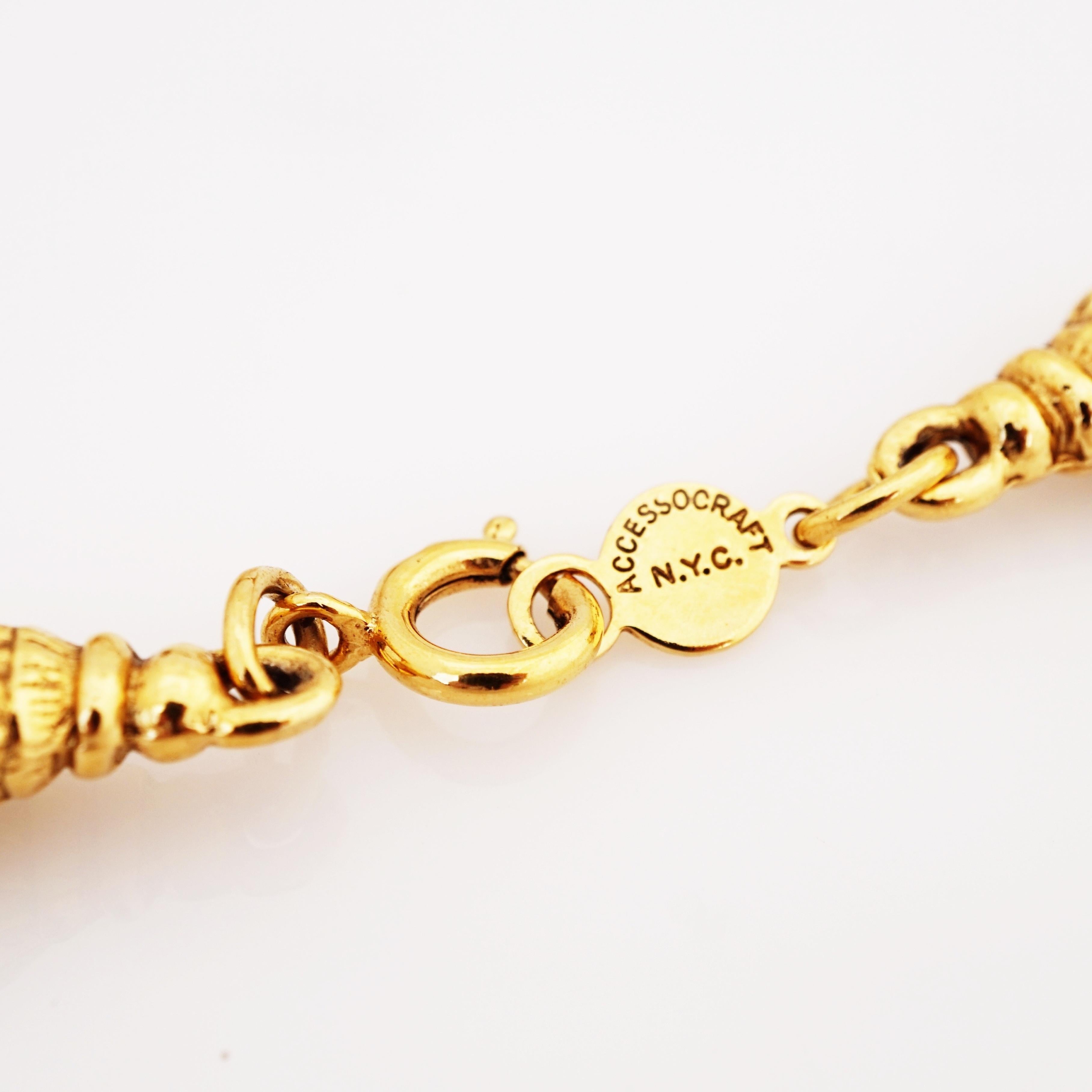 Women's Massive Runway Gold Sunburst Pendant Necklace By Accessocraft, 1960s