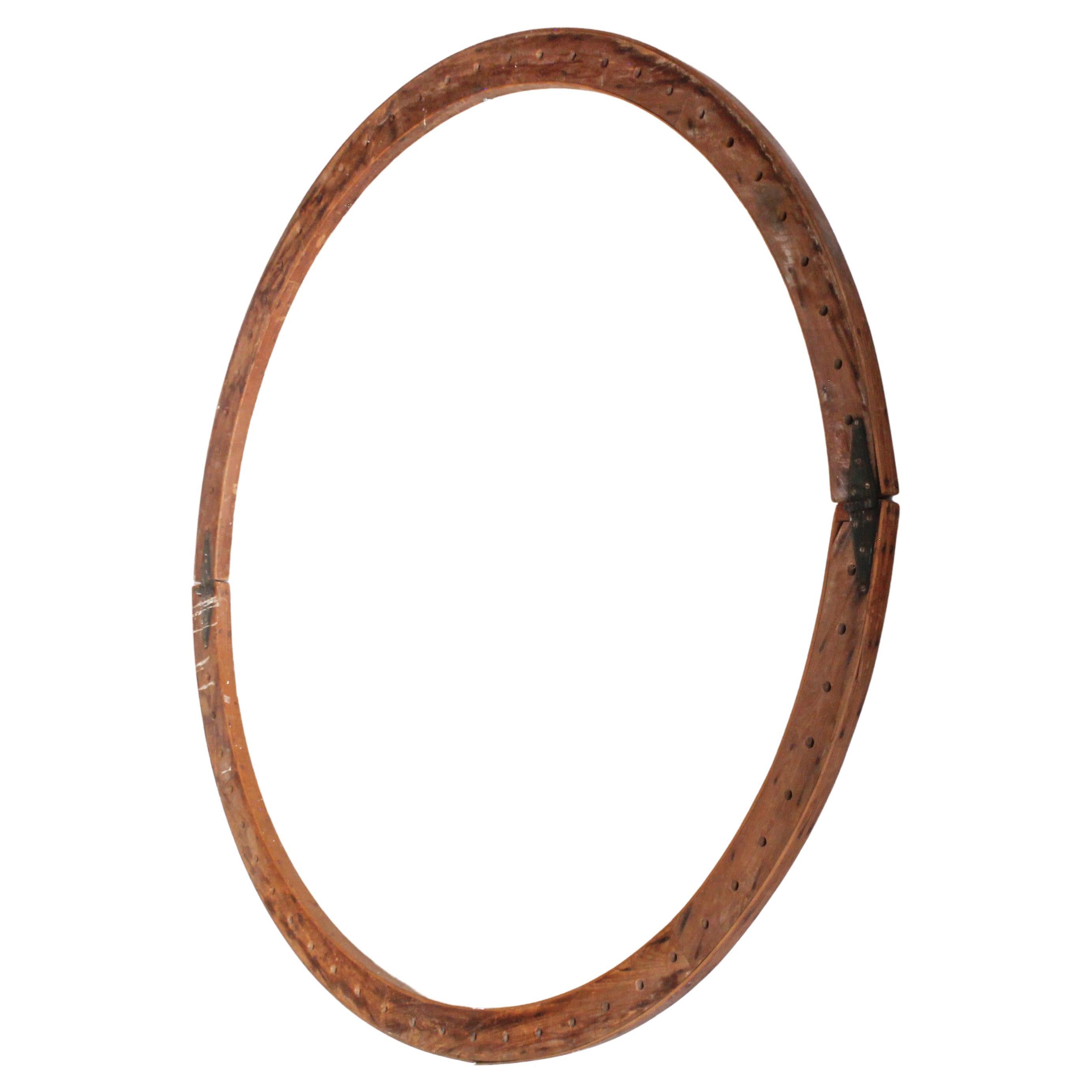 Early 20th Century Massive Rustic Oak Circle with Hinges For Sale