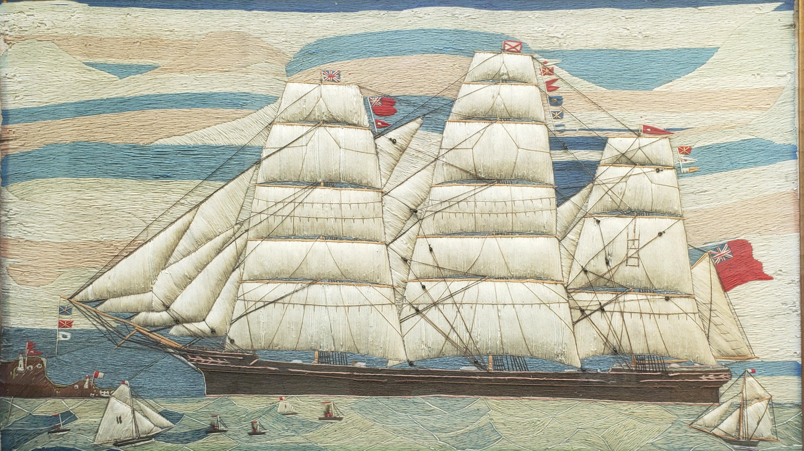 Massive Sailor's Woolwork of a British Merchant Navy Clipper Ship 5