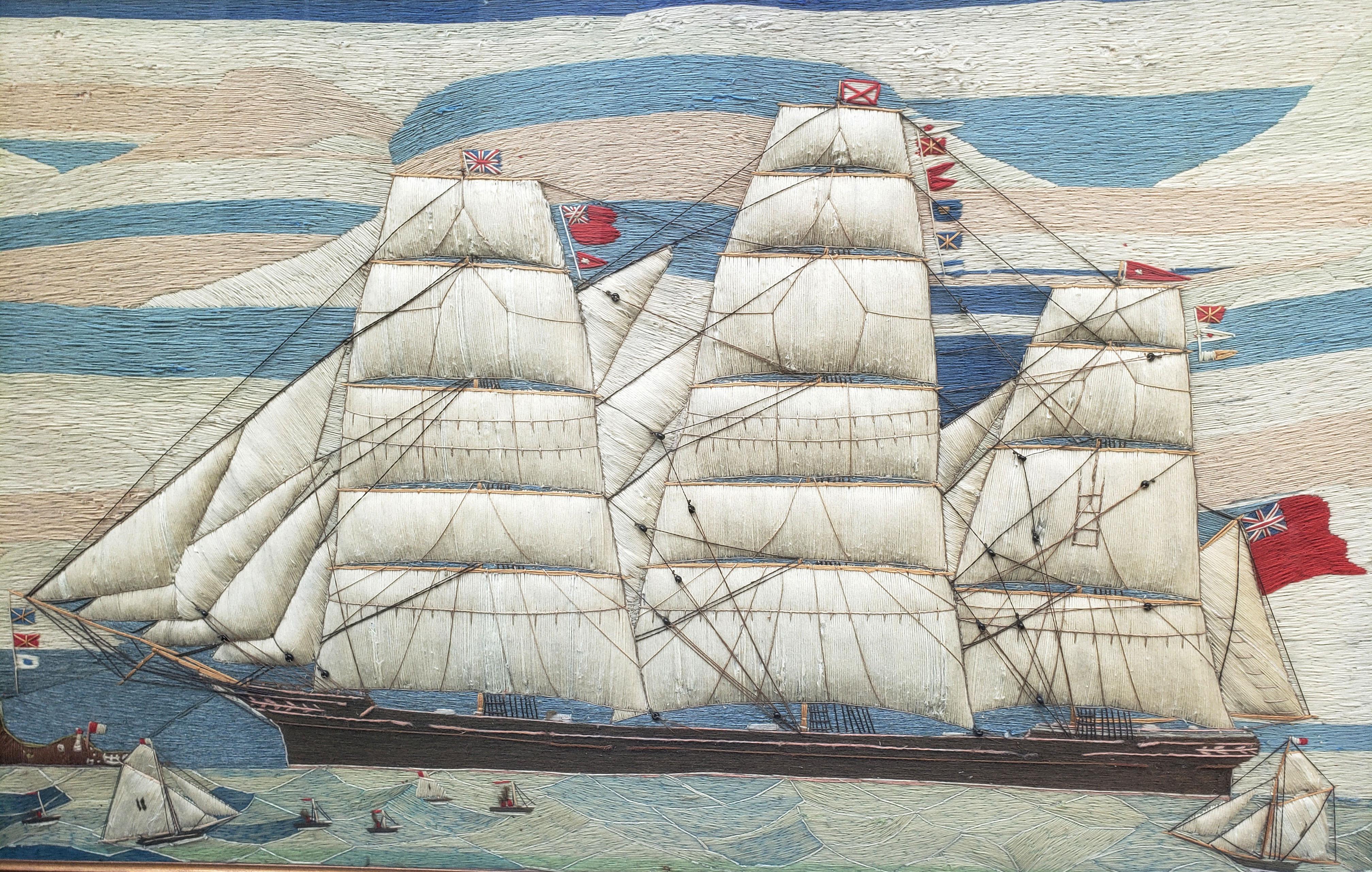 English Massive Sailor's Woolwork of a British Merchant Navy Clipper Ship