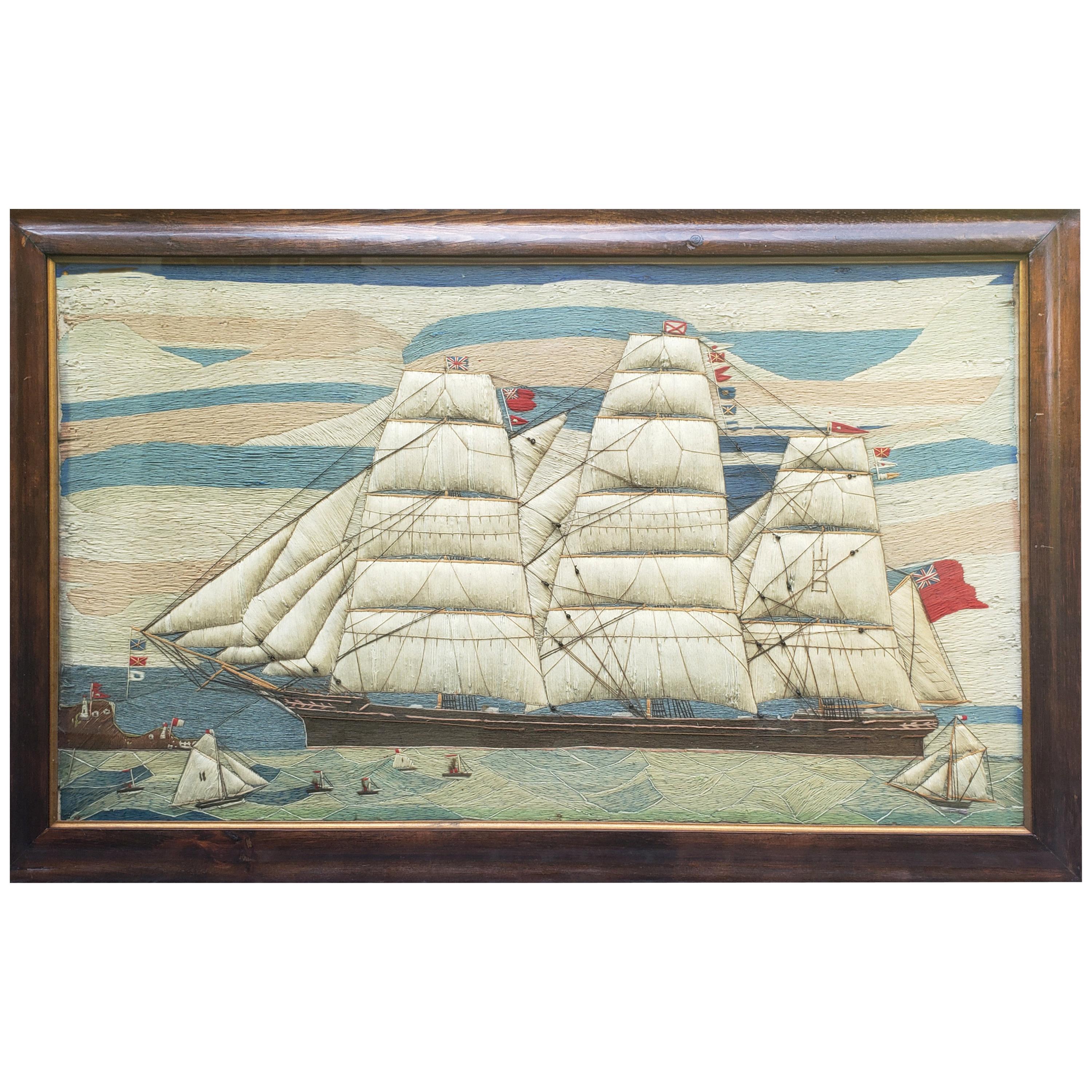 Massive Sailor's Woolwork of a British Merchant Navy Clipper Ship