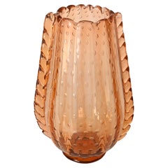 Vase massif en verre soufflé "Bullicante" de Murano par Barovier, Italie, années 1950