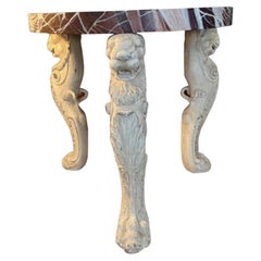 Massive Scale Carved Wood Lion Monopodia Hall Table