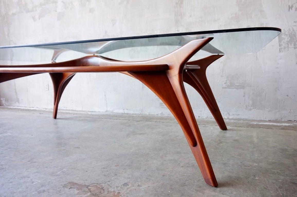 Mid-20th Century Massive Sculpted Walnut Adrian Pearsall Dining or Conference Table