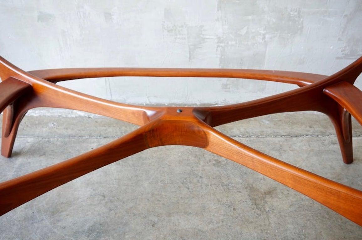 Glass Massive Sculpted Walnut Adrian Pearsall Dining or Conference Table