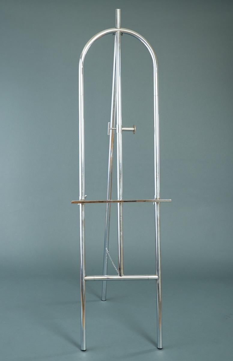 Mid-Century Modern Massive Sculptural Modernist Chromed Steel Easel or Mirror Stand, France 1970s