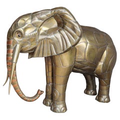 Grande sculpture d'éléphant Sergio Bustamante en cuivre et laiton
