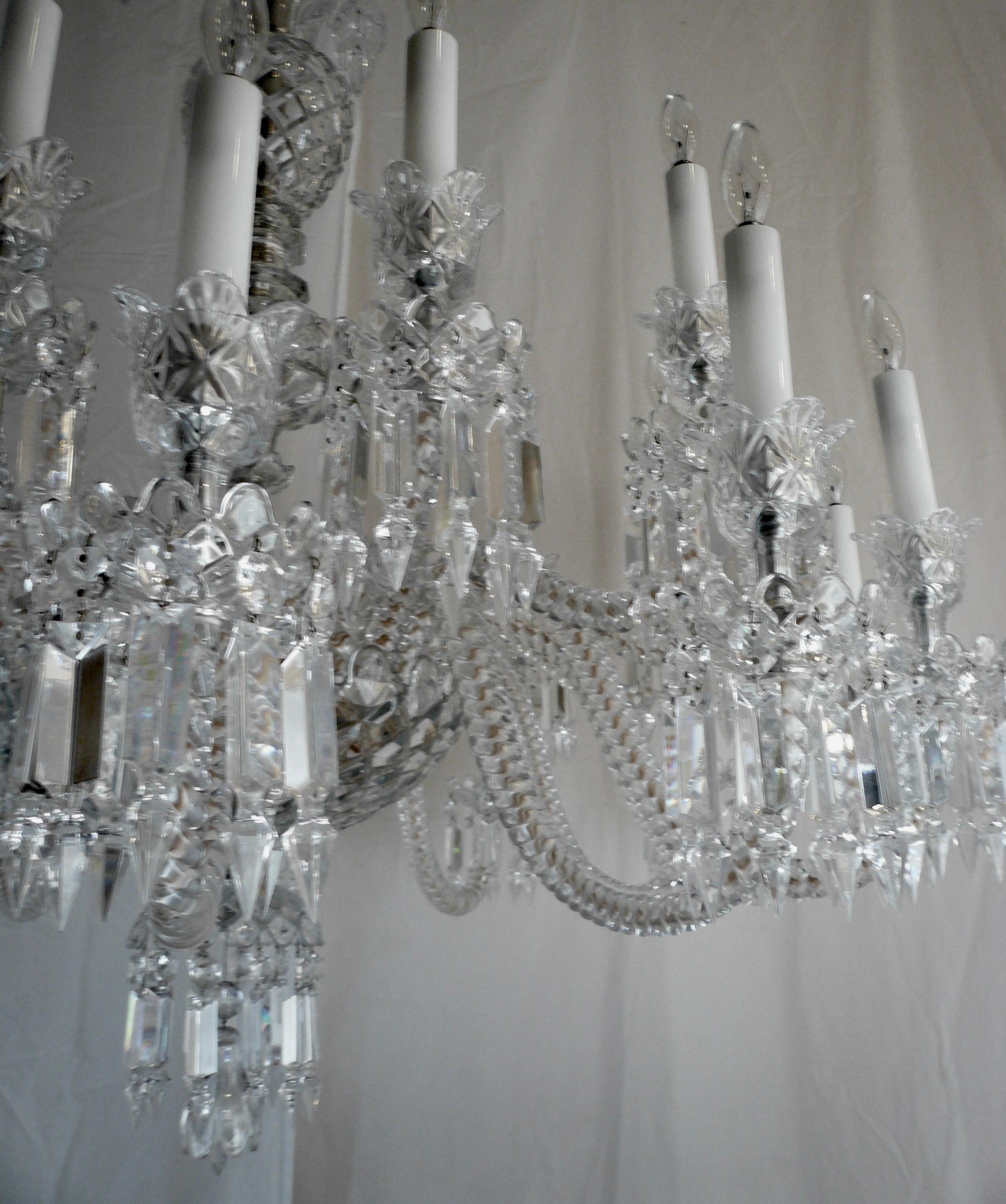 Massive Signed Baccarat 24 Light Two Tier Crystal Chandelier For Sale 3