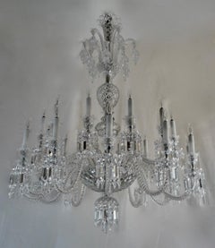 Massive Signed Baccarat 24 Light Two Tier Crystal Chandelier
