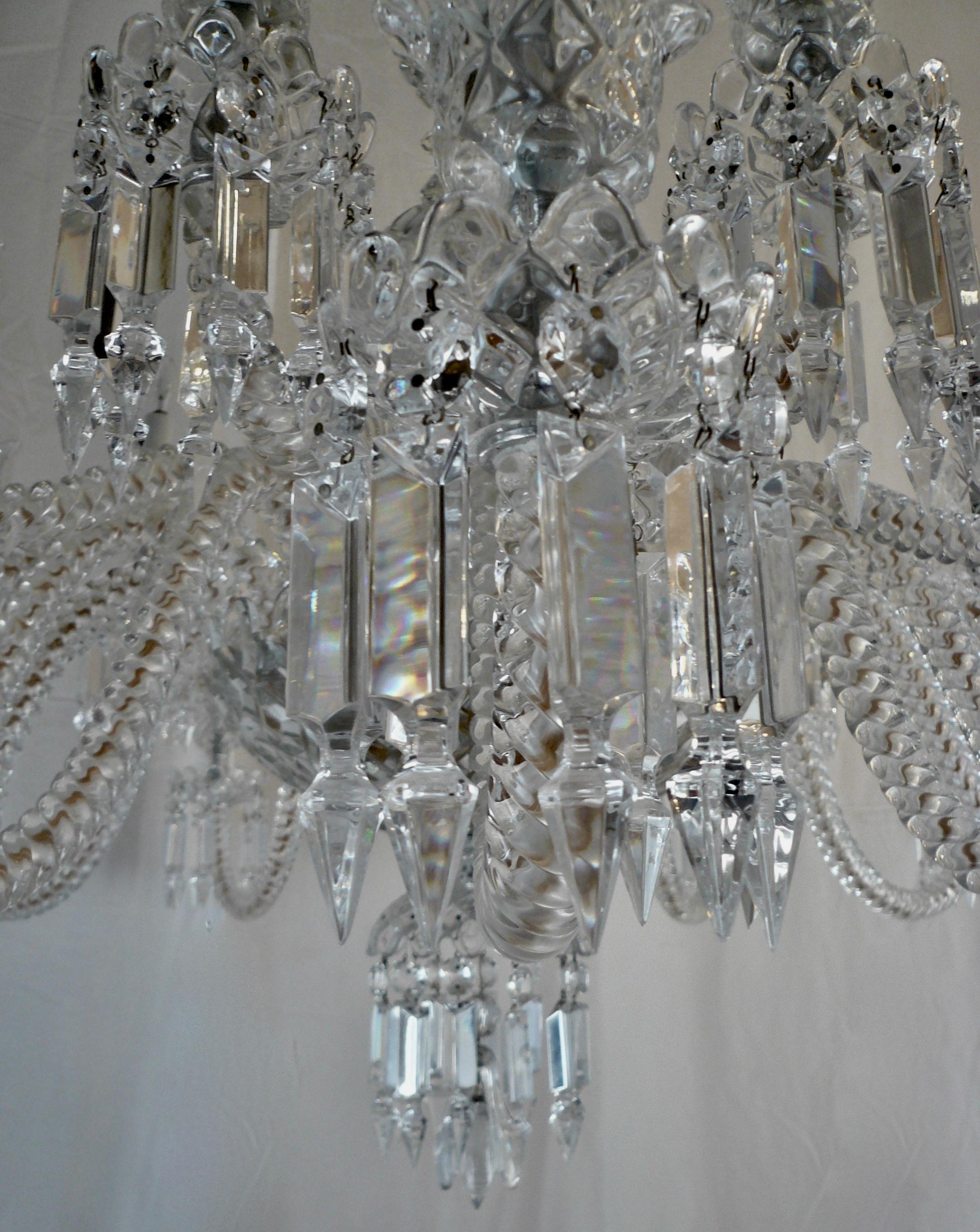 20th Century Massive Signed Baccarat 24 Light Two Tier Crystal Chandelier For Sale