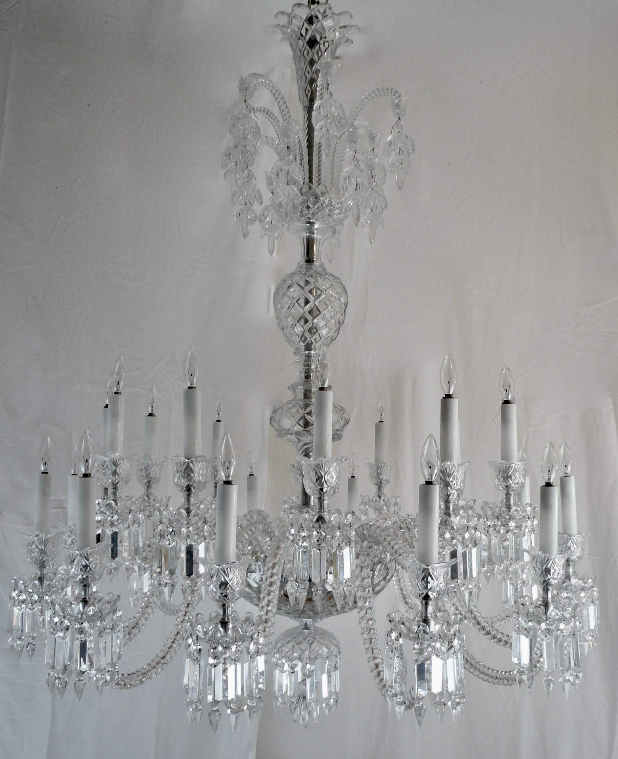 Massive Signed Baccarat 24 Light Two Tier Crystal Chandelier For Sale 1