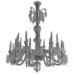 Massive Signed Baccarat 24 Light Two Tier Crystal Chandelier
