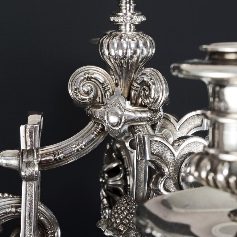 Massive Silver 7-Light Victorian Silver Candelabrum For Sale 4
