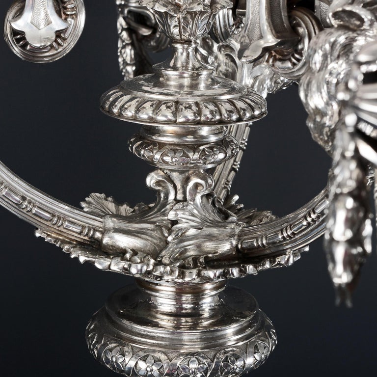 Massive Silver 7-Light Victorian Silver Candelabrum For Sale 5