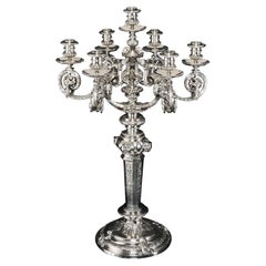 Massiver 7-Licht-Kandelaber aus viktorianischem Silber