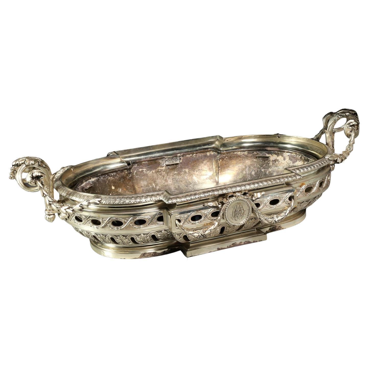 Massive Silverplated Centerpiece Jardenier from Maison Odiot Paris For Sale