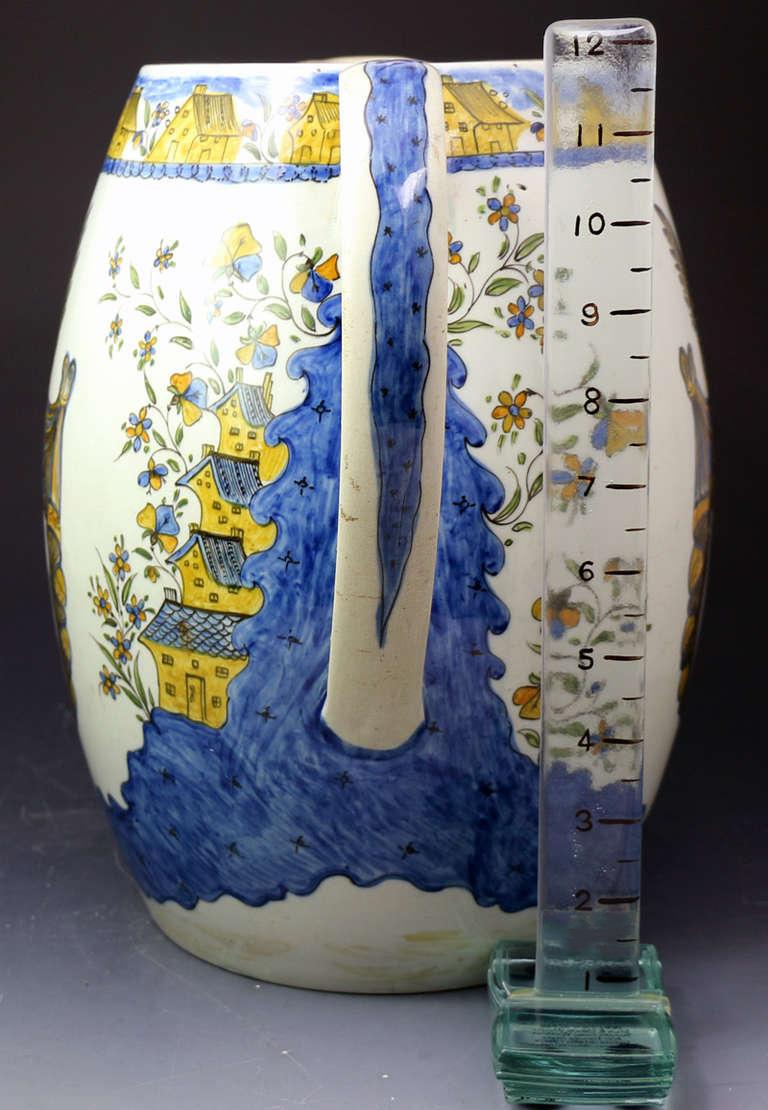 Massive Size Prattware Pitcher with Amorial, Prancing Horse In Excellent Condition For Sale In Woodstock, OXFORDSHIRE