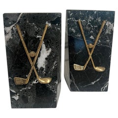 Massive Solid Black Marble with Brass Accents Golf Theme