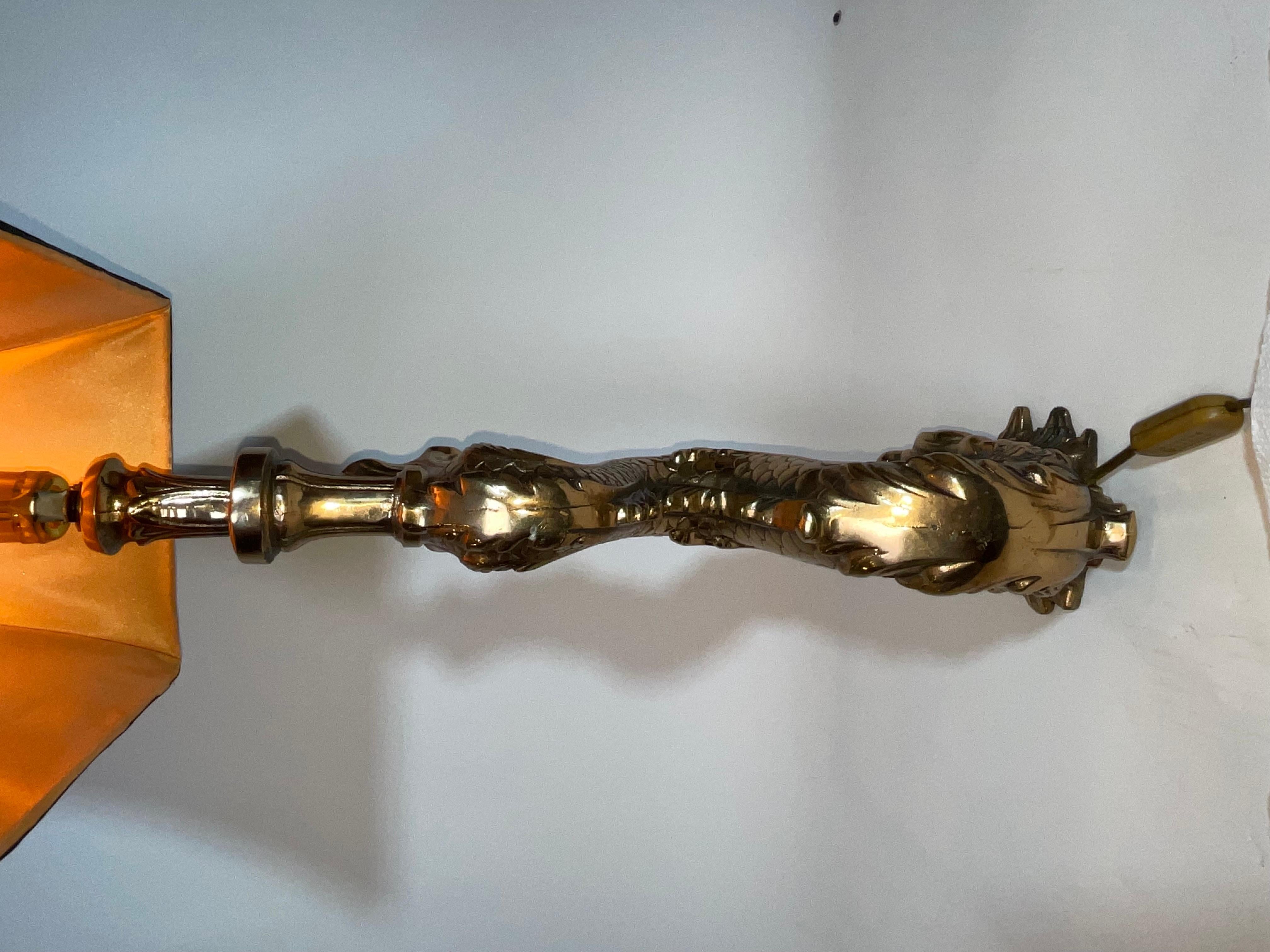 Massive Solid Brass Mythical Dolphin as a Lamp For Sale 8
