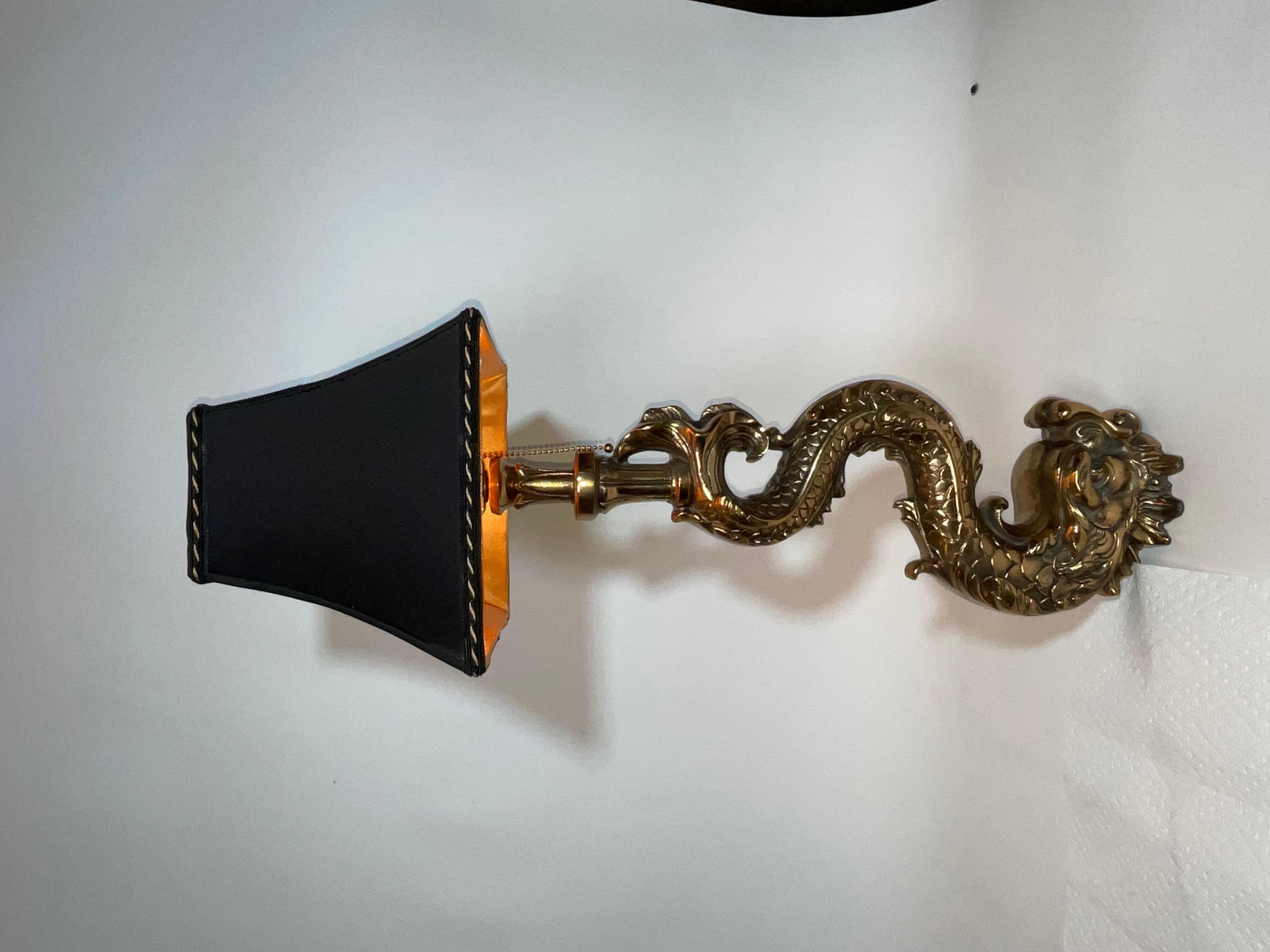 Massive Solid Brass Mythical Dolphin as a Lamp For Sale 9
