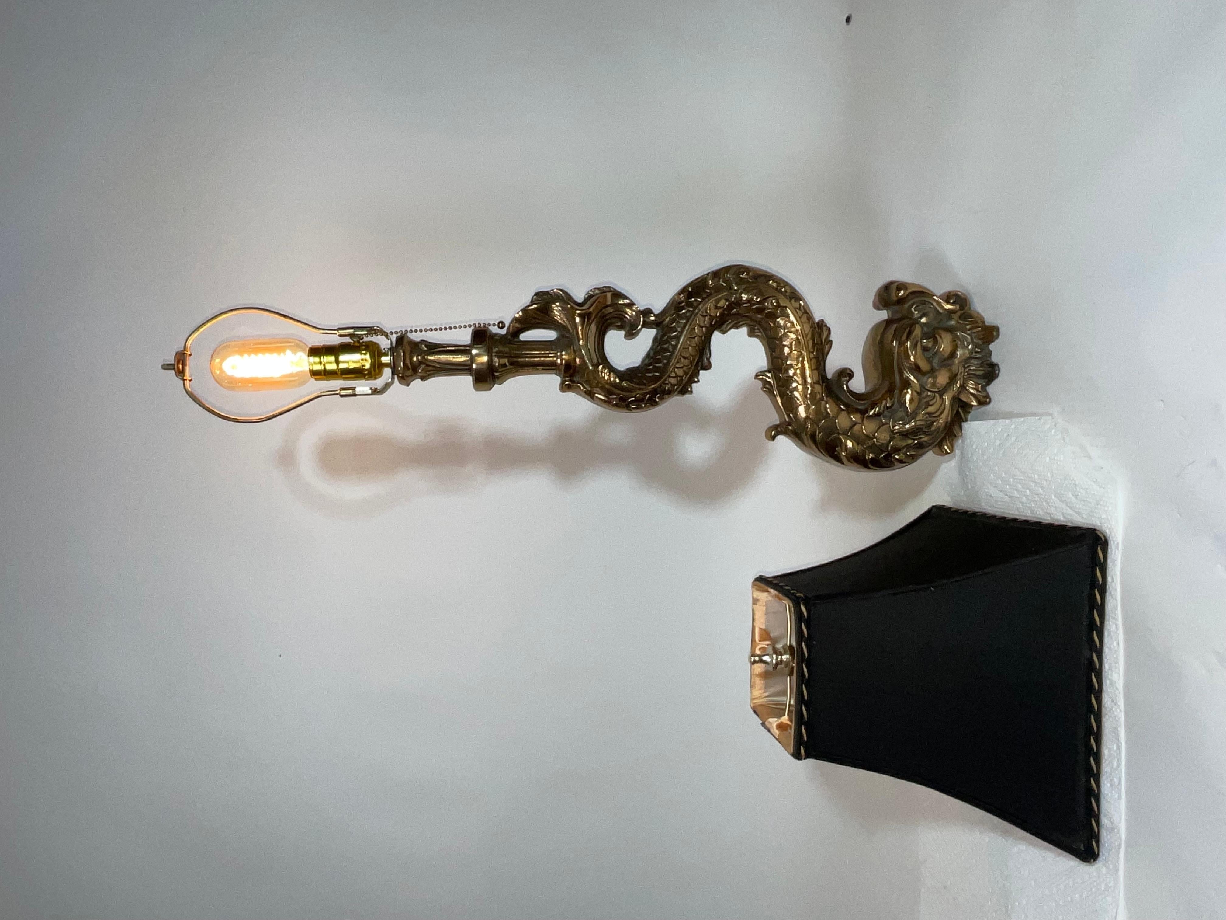 Massive Solid Brass Mythical Dolphin as a Lamp For Sale 11