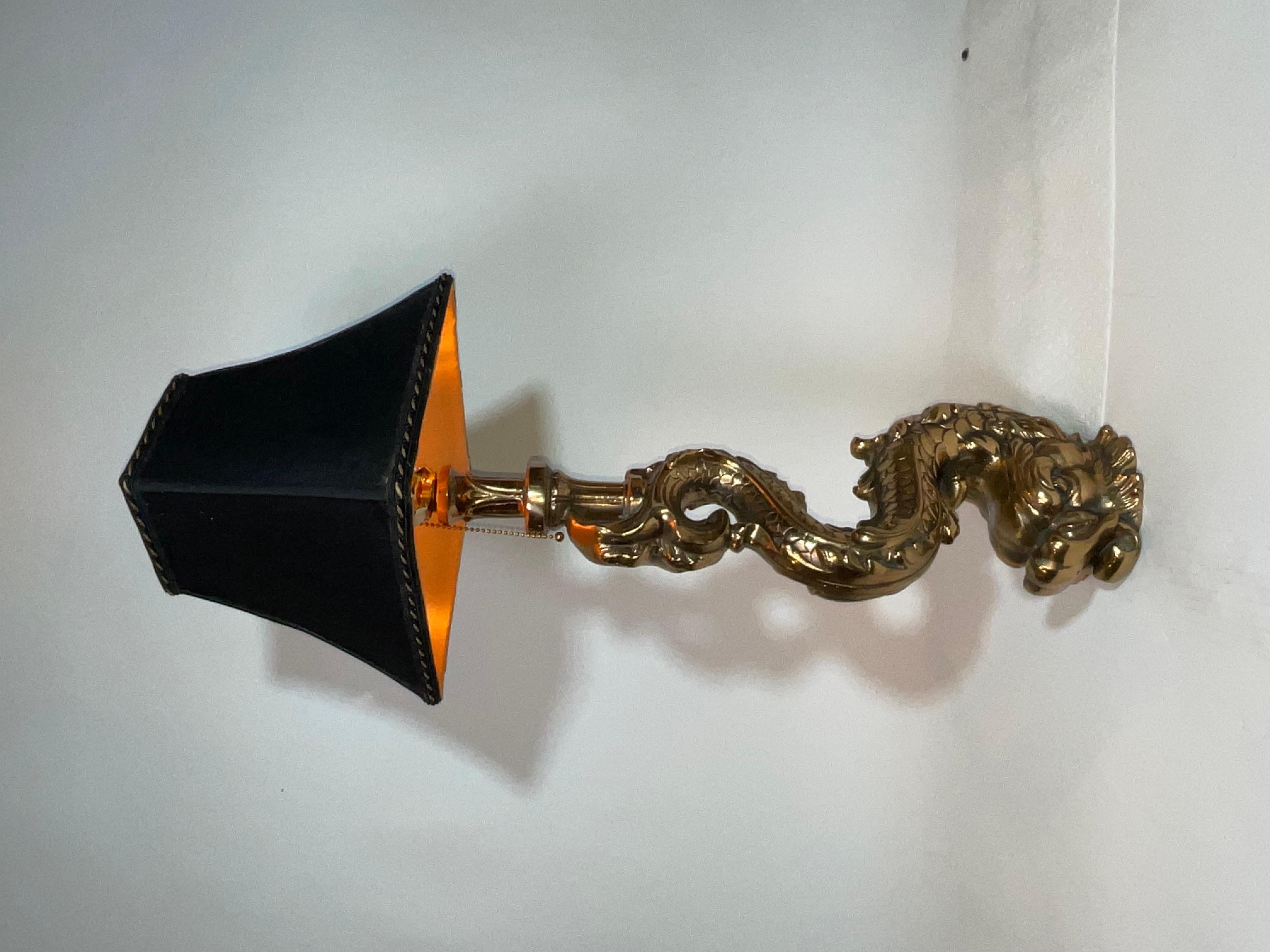 Massive Solid Brass Mythical Dolphin as a Lamp For Sale 2