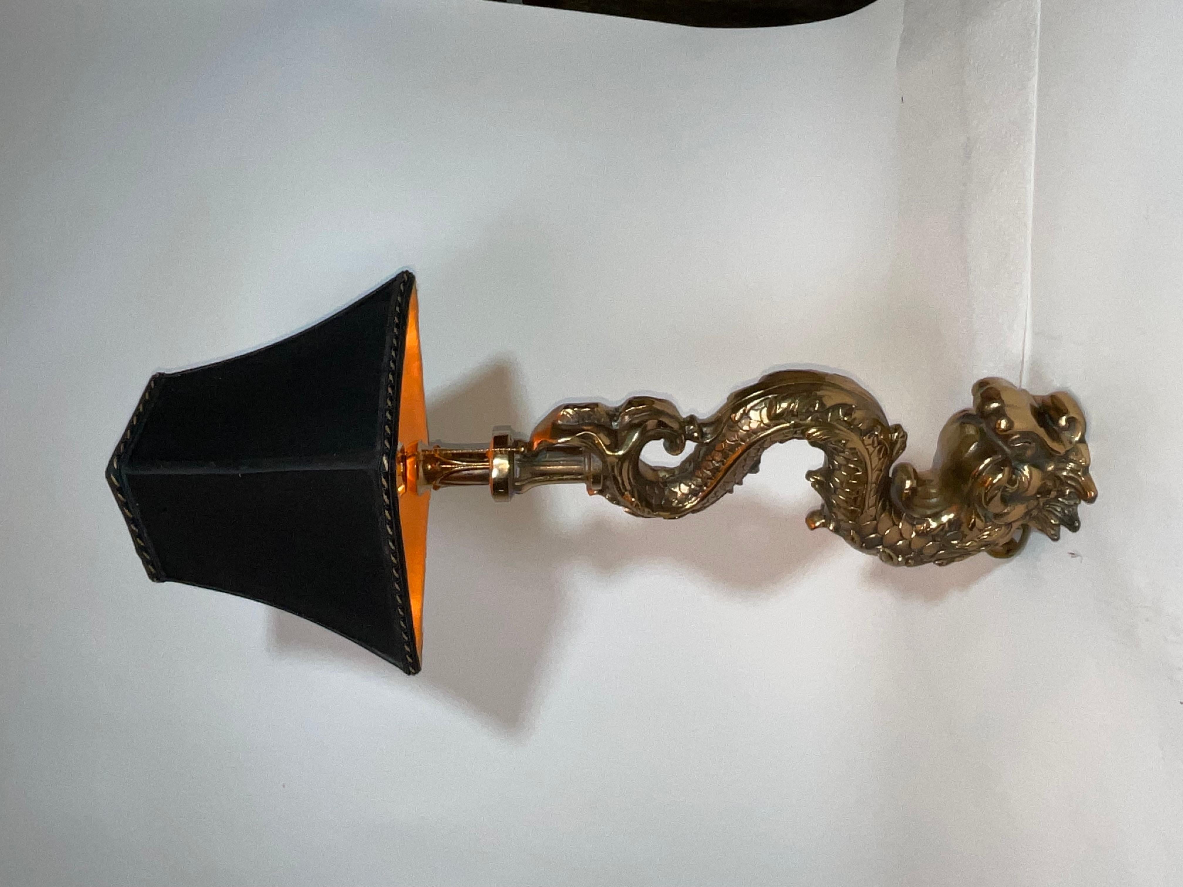 Massive Solid Brass Mythical Dolphin as a Lamp For Sale 4
