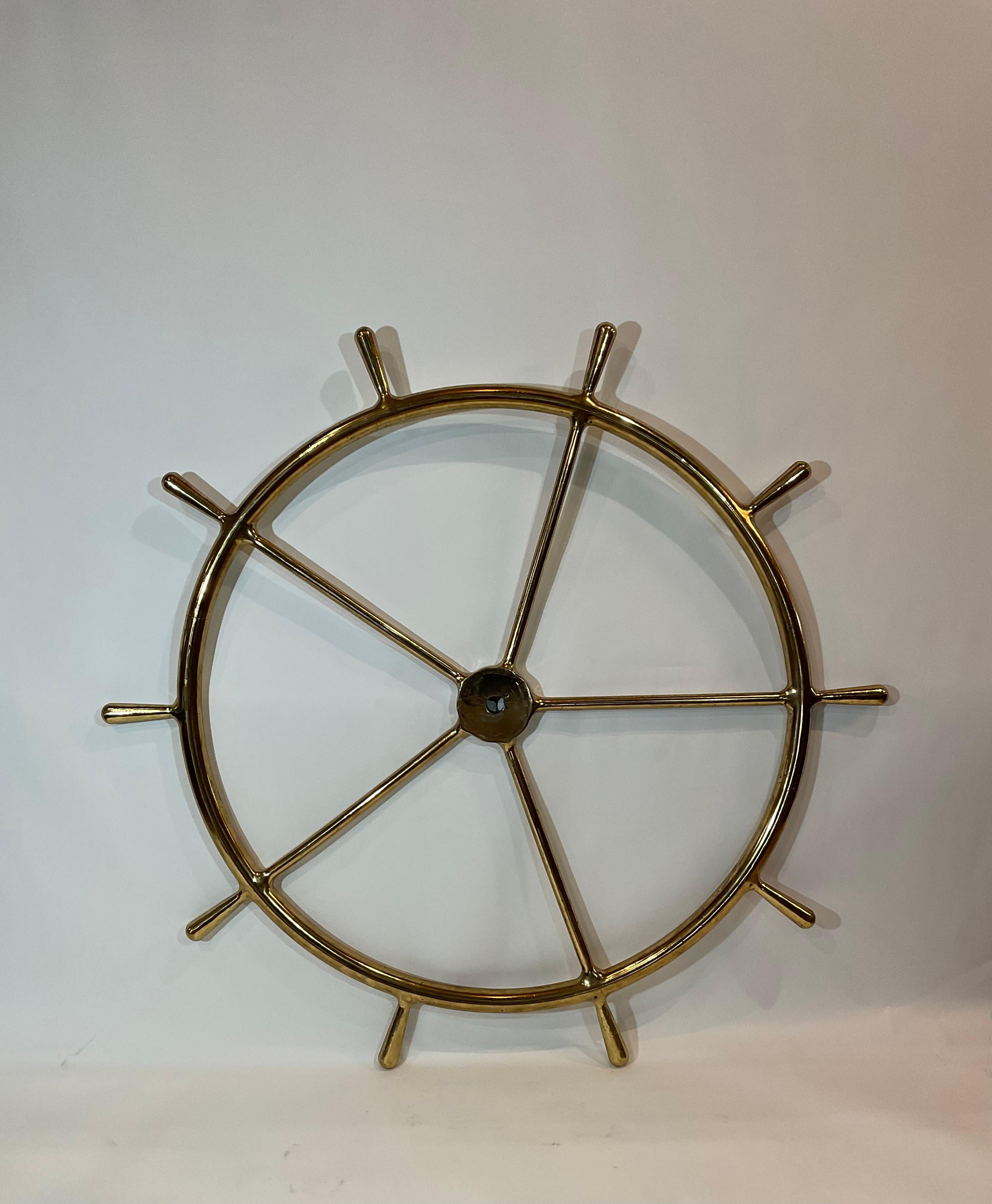 Massive Solid Brass Ships Wheel For Sale 1