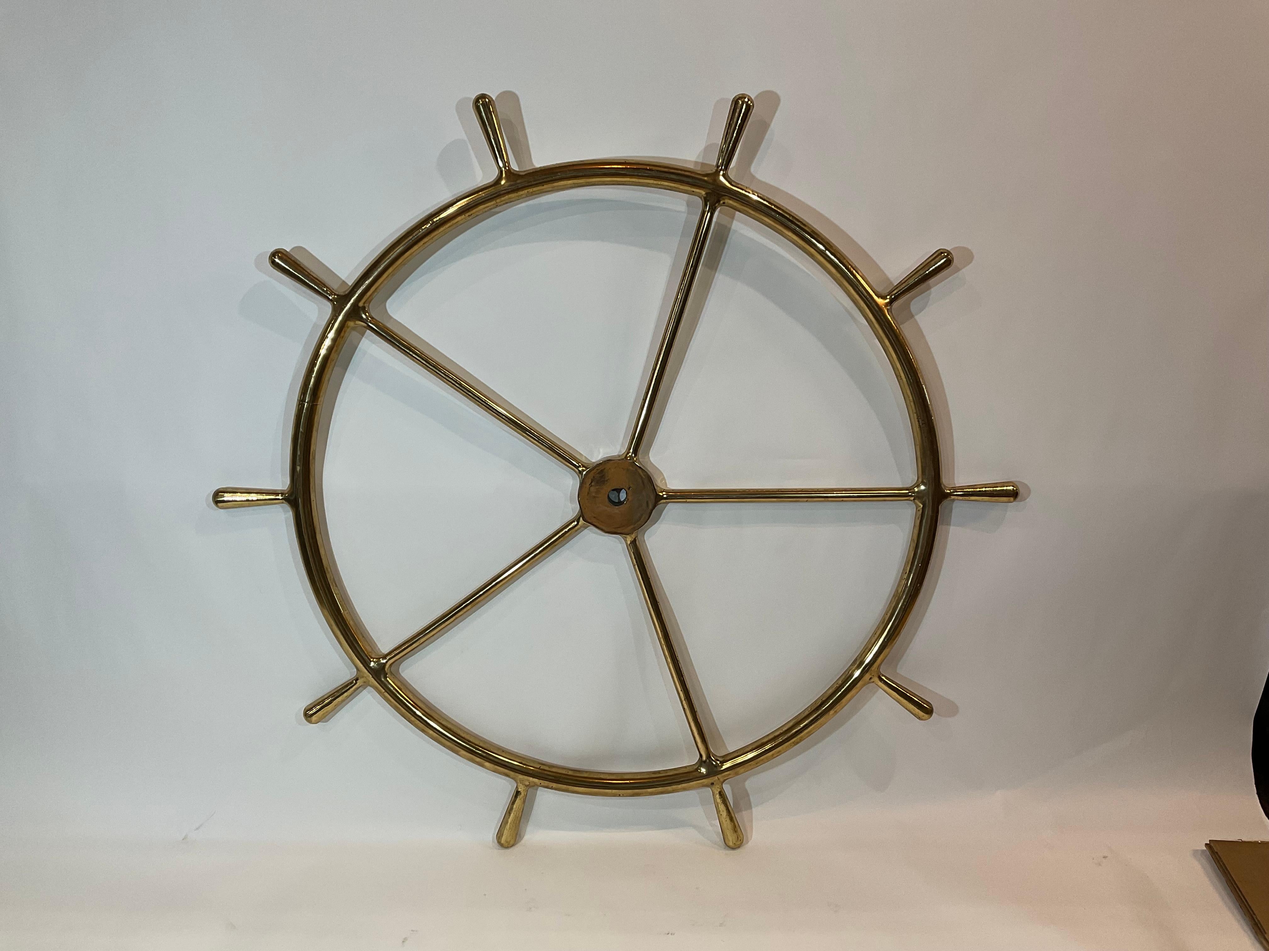 Massive Solid Brass Ships Wheel For Sale 3