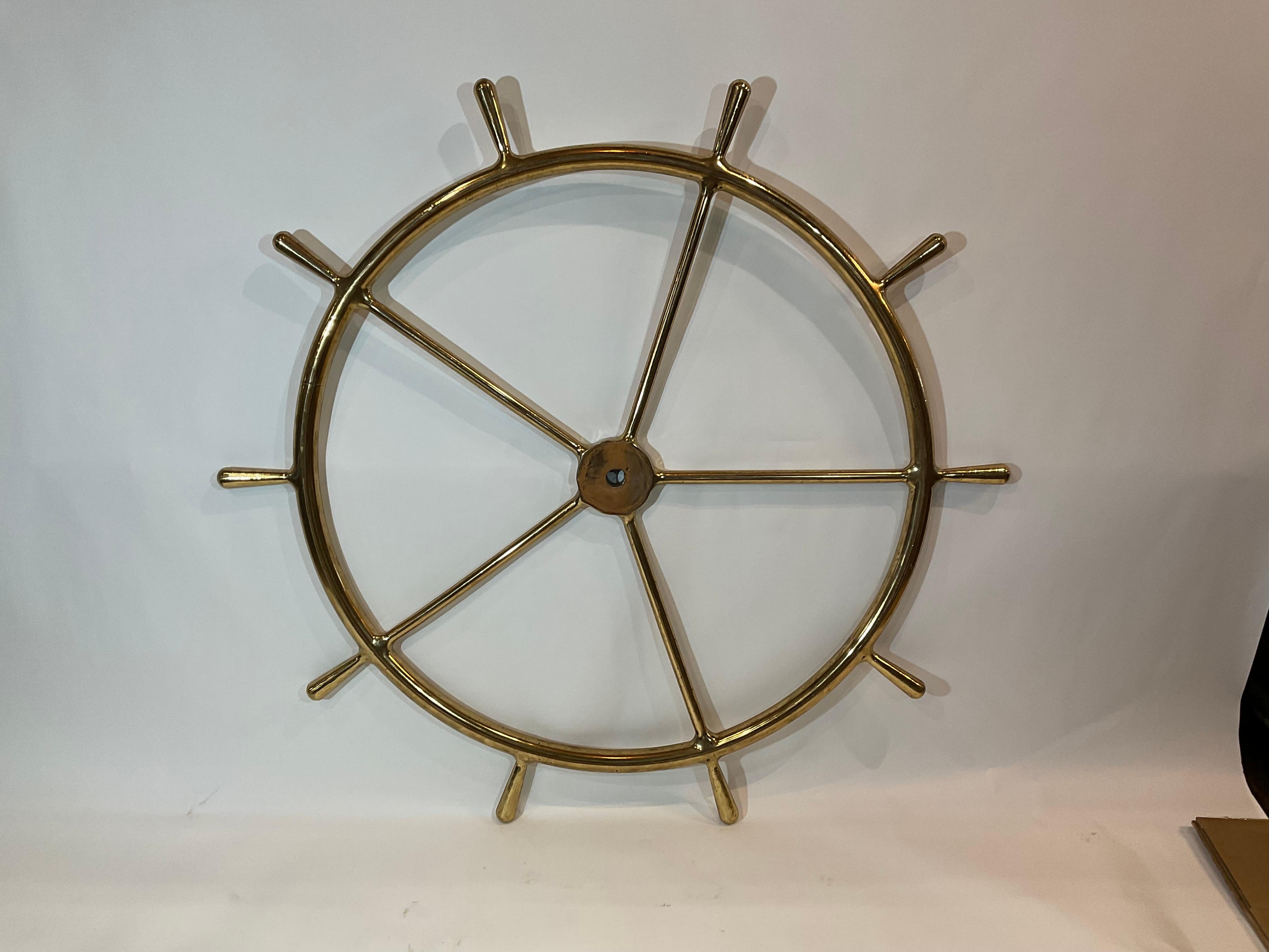 Massive Solid Brass Ships Wheel For Sale 4