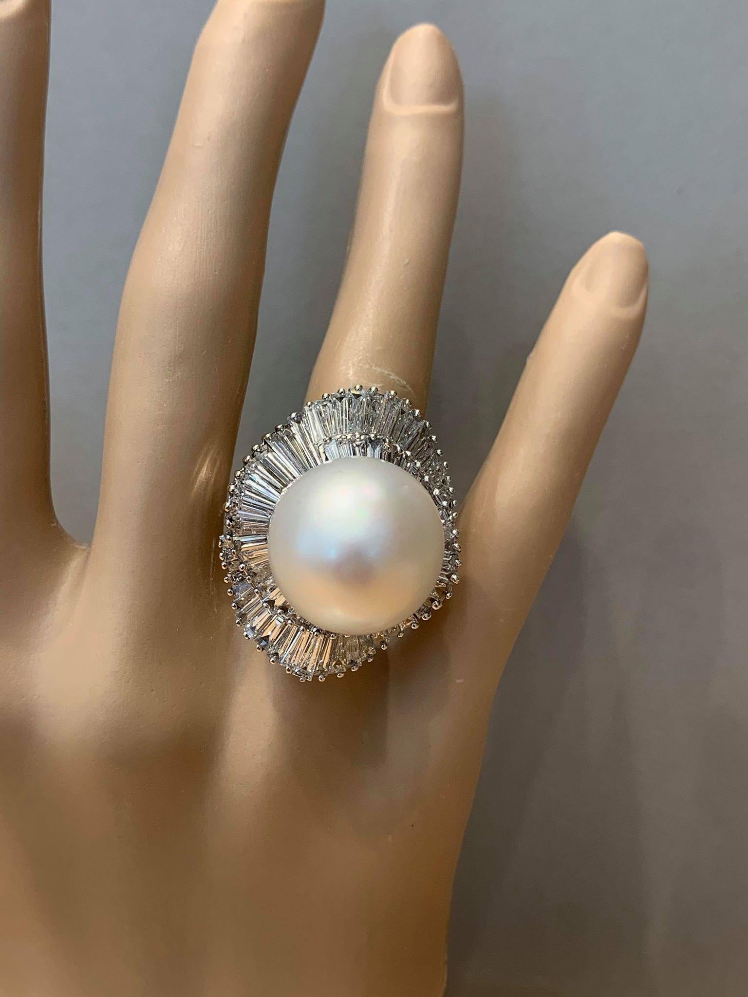Massive South Sea Pearl Diamond Gold Ring For Sale 1