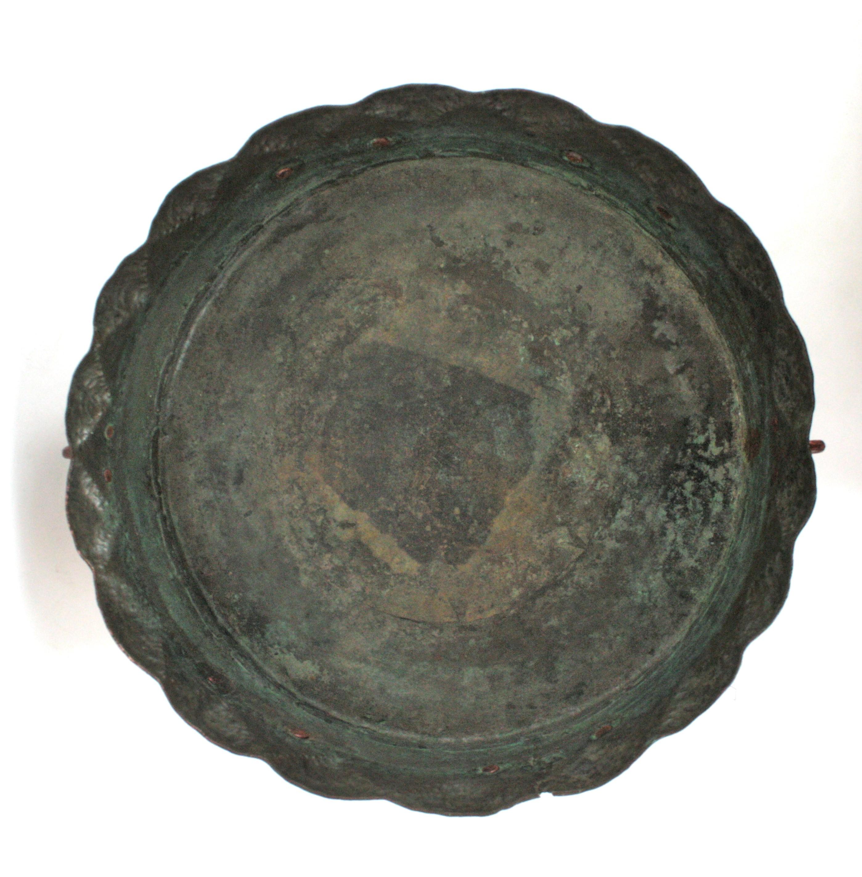 Massive Spanish Copper Cauldron / Wine Cooler / Drinks Stand For Sale 13