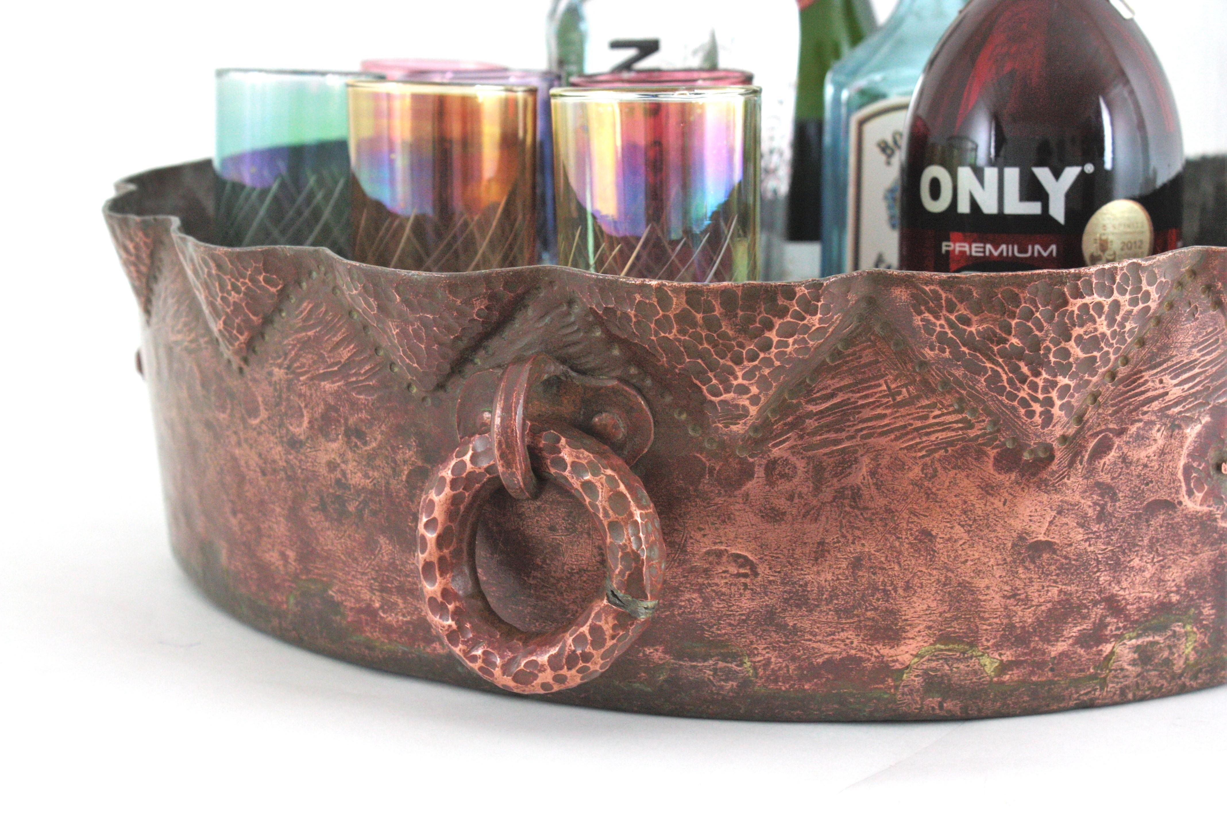 Massive Spanish Copper Cauldron / Wine Cooler / Drinks Stand For Sale 1