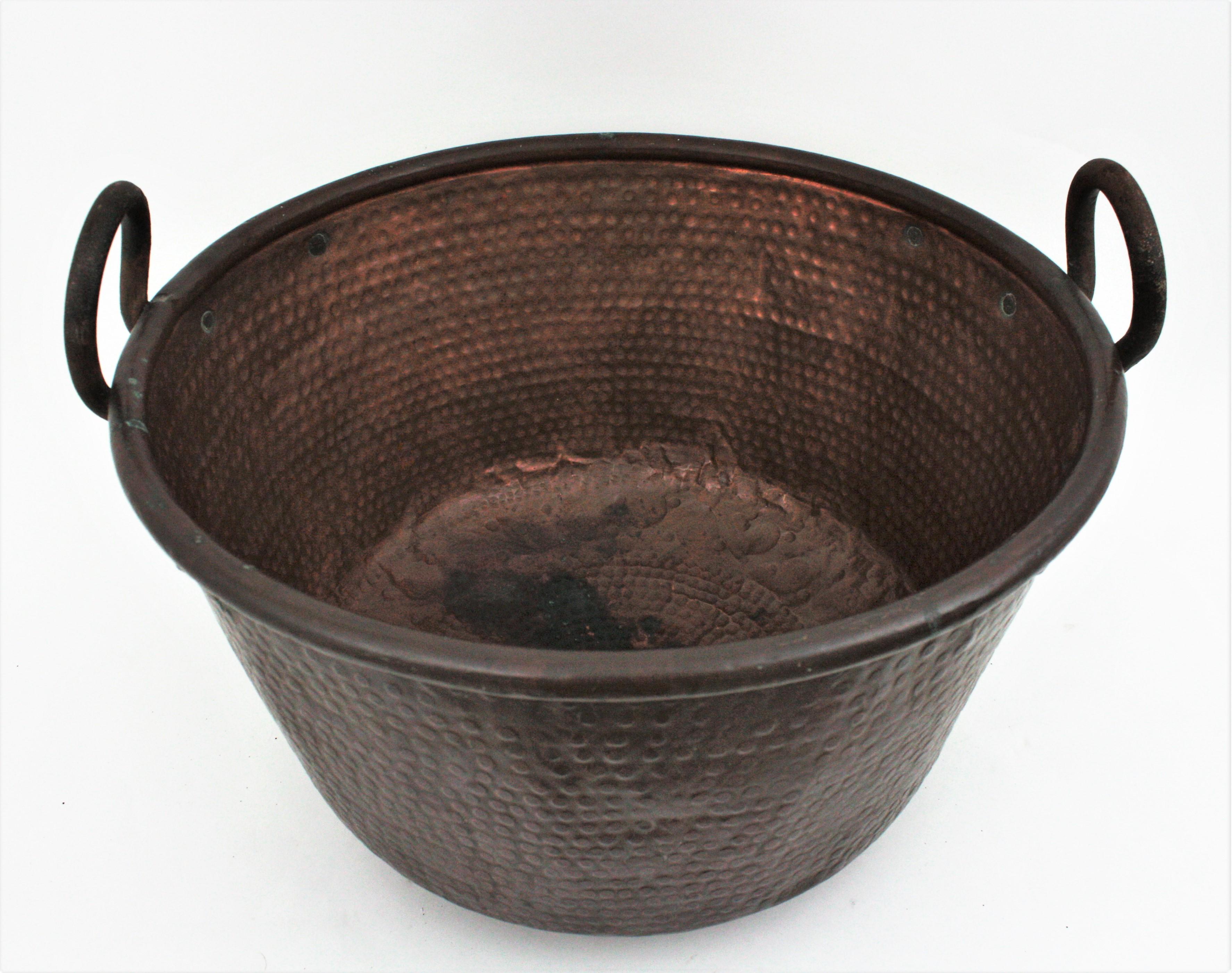 Massive Spanish Copper Cauldron with Handles 2