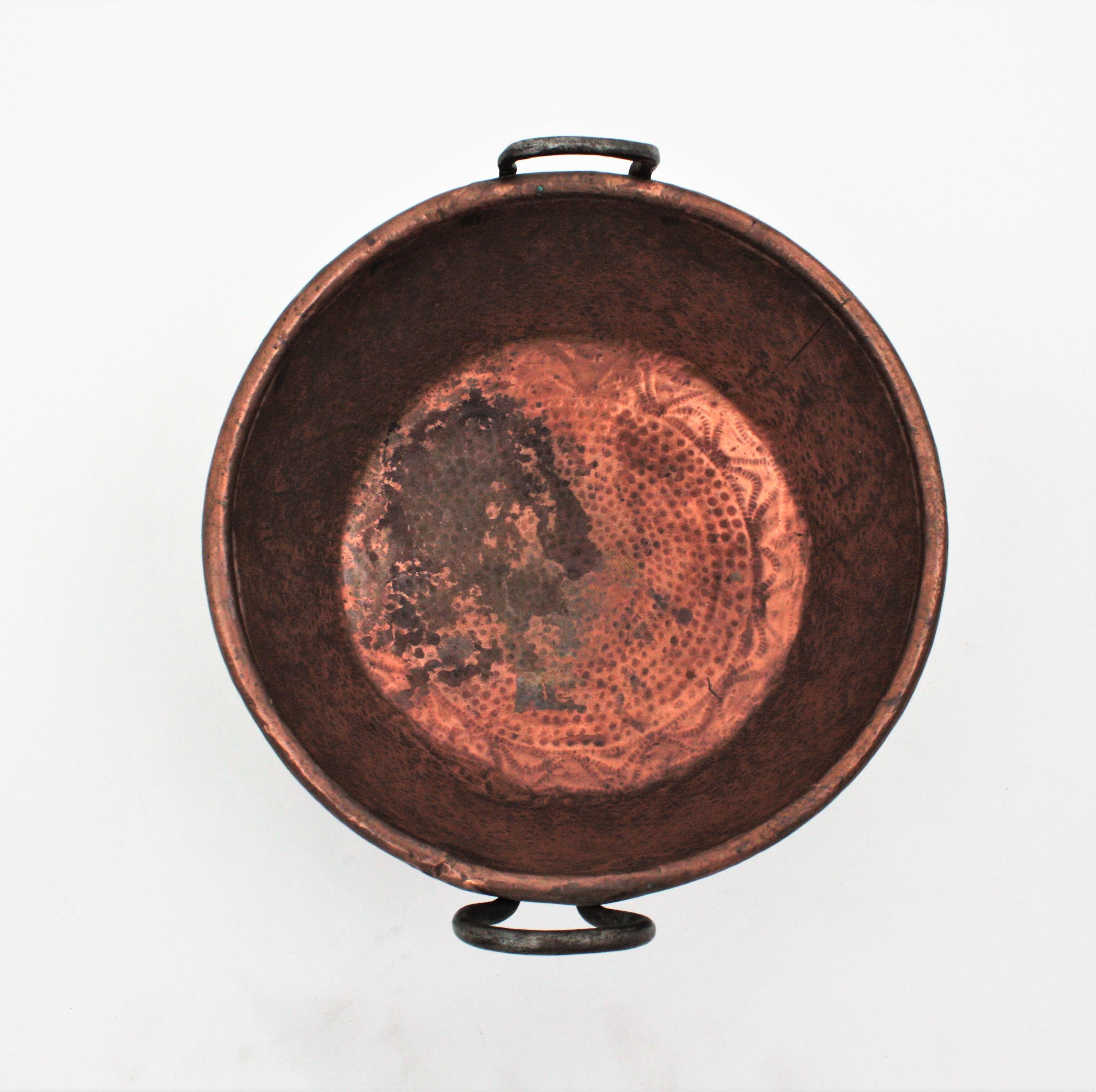 Massive Spanish Copper Cauldron with Handles 3