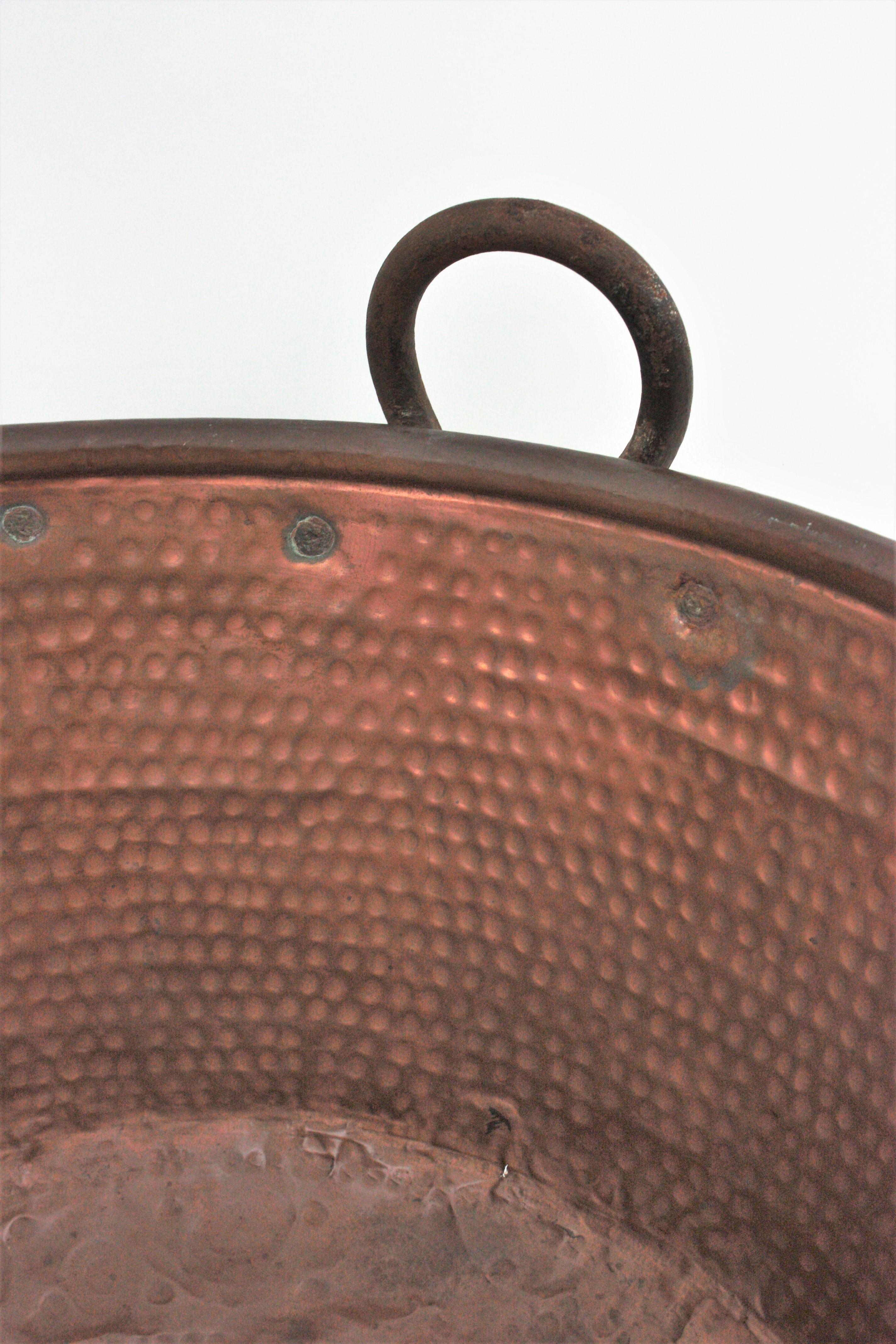 Massive Spanish Copper Cauldron with Handles 3