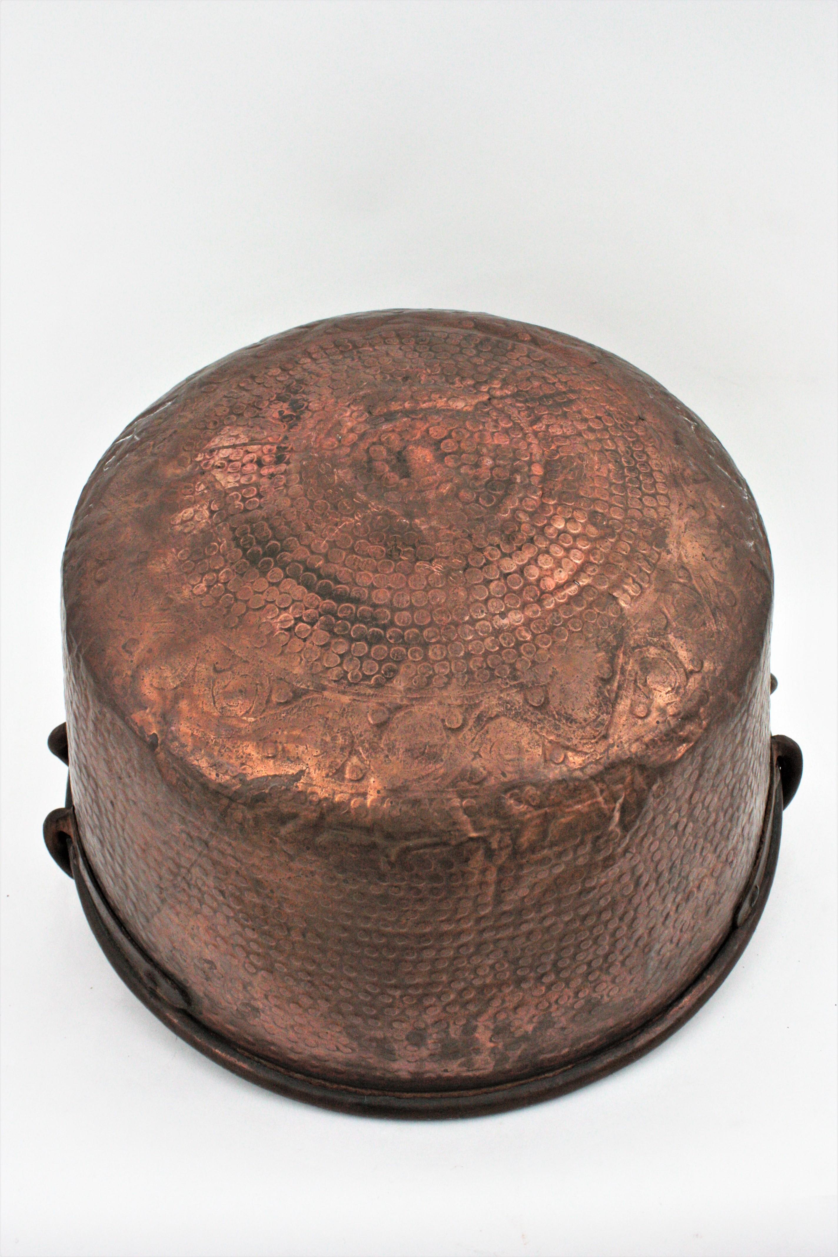 Massive Spanish Copper Cauldron with Handles 5