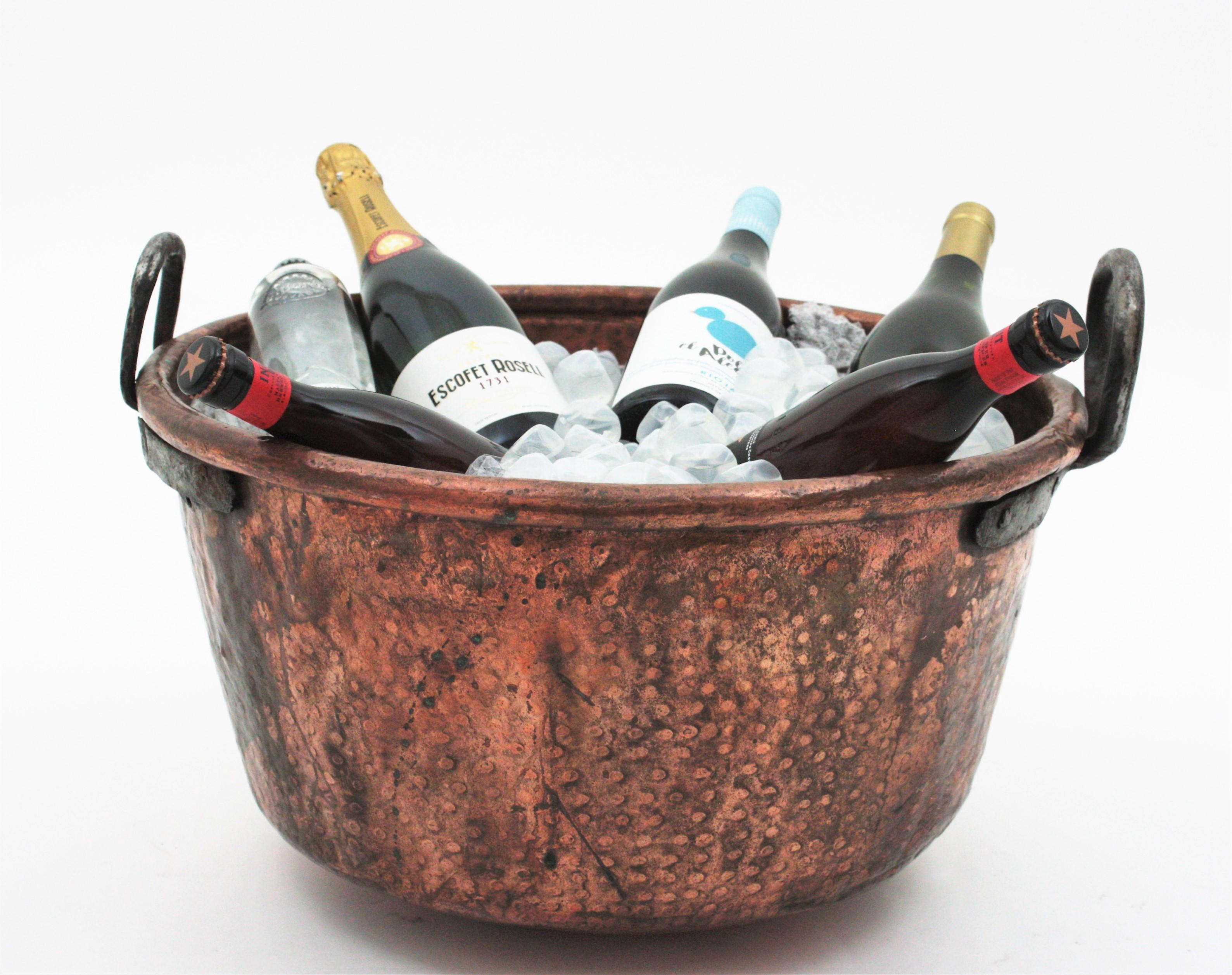 Massive Spanish Copper Cauldron with Handles 6