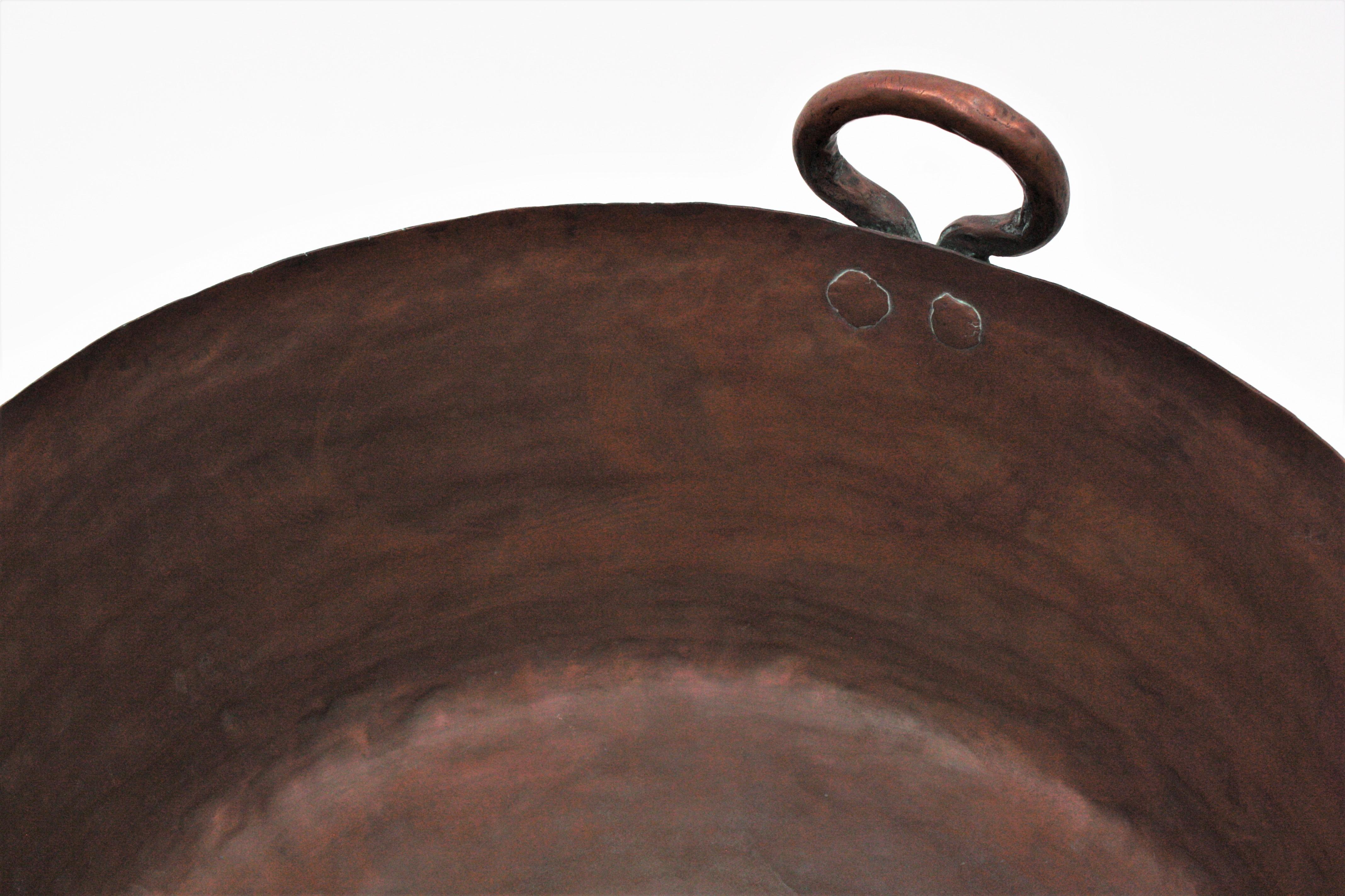 Massive Spanish Copper Cauldron with Handles For Sale 7